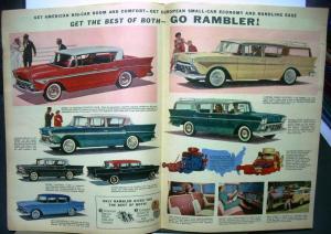 1958 Rambler Economy Six Rebel V8 Ambassador V8 Sales Folder Mailer Original XL