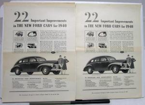 1940 Ford V8 Sedan 22 Important Improvements Ad Proof