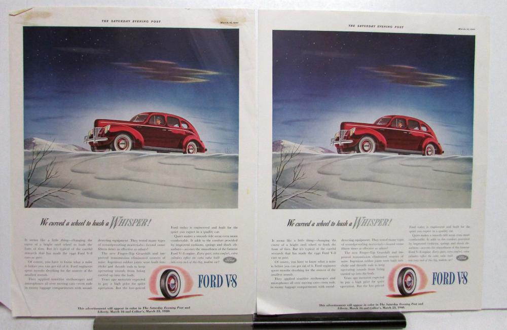 1940 Ford V8 Sedan We Curved A Wheel To Hush A Whisper! Ad Proof