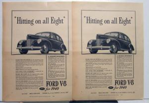 1940 Ford V8 Sedan Hitting On All Eight Ad Proof