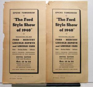1940 The Ford Style Show Presenting Ford Mercury Lincoln-Zephyr Cars Ad Proof