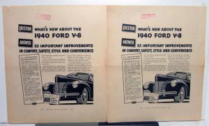 1940 Ford V8 What's New Ad Proof