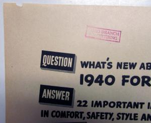 1940 Ford V8 What's New Ad Proof