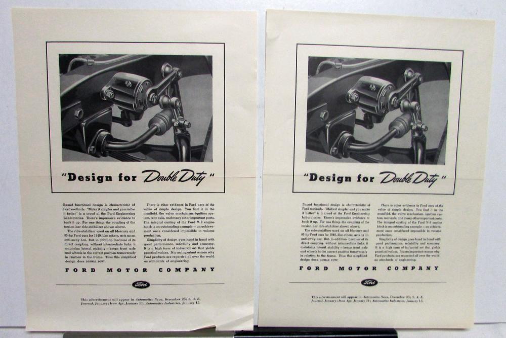 1940 Ford Motor Company Design For Double Duty Ad Proof