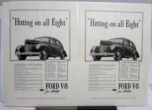 1940 Ford V8 Sedan Hitting On All Eight Ad Proof Large