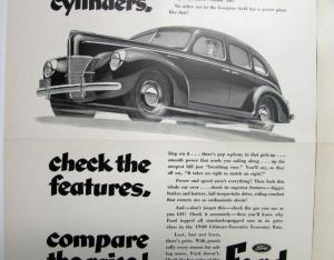 1940 Ford V8 Sedan Count The Cylinders Check The Features Ad Proof