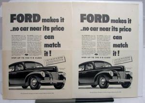 1940 Ford V8 Sedan Ford Makes It No Car Near Its Price Can Match It Ad Proof