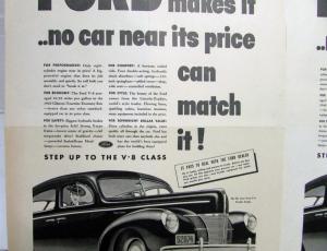 1940 Ford V8 Sedan Ford Makes It No Car Near Its Price Can Match It Ad Proof