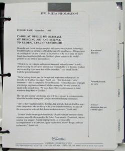 1999 Cadillac Media Info Press Kit - Catera Eldorado Seville DeVille Escalade