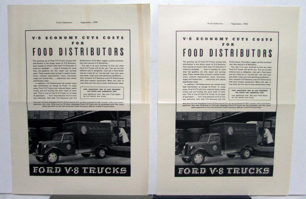 1937 Ford V8 Truck Economy Cuts Costs For Food Distributors Ad Proofs