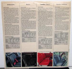 1966 AMC Ambassador Marlin Rambler Classic & American XL Sales Brochure Original