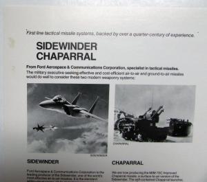 1980 Ford Tactical Missle Systems Sidewinder Chaparral Ad Proofs