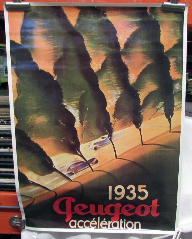 1935 Peugeot Advertising Poster Print Acceleration By Paul Colin 16 X 22