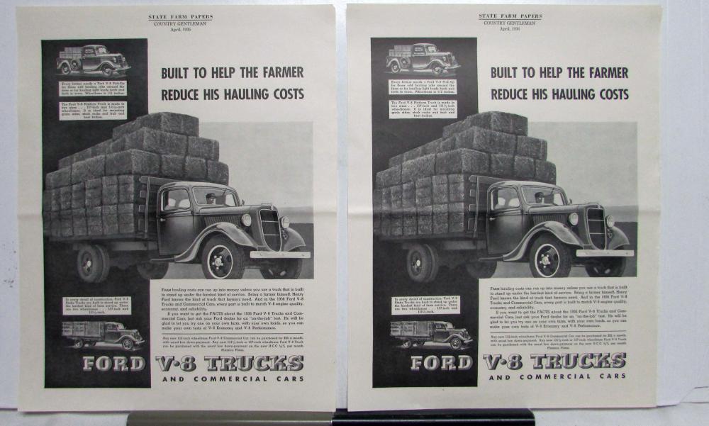1936 Ford Built To Help Farmer V8 Stake Platform Truck Ad Proof