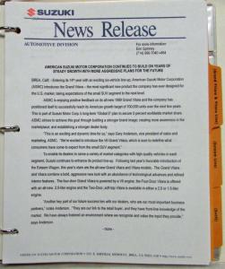 1999 Suzuki Media Information Press Kit - Grand Vitara Esteem Swift