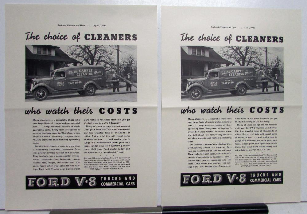 1936 Ford The Choice Of Cleaners V8 Commercial Car Truck Ad Proof
