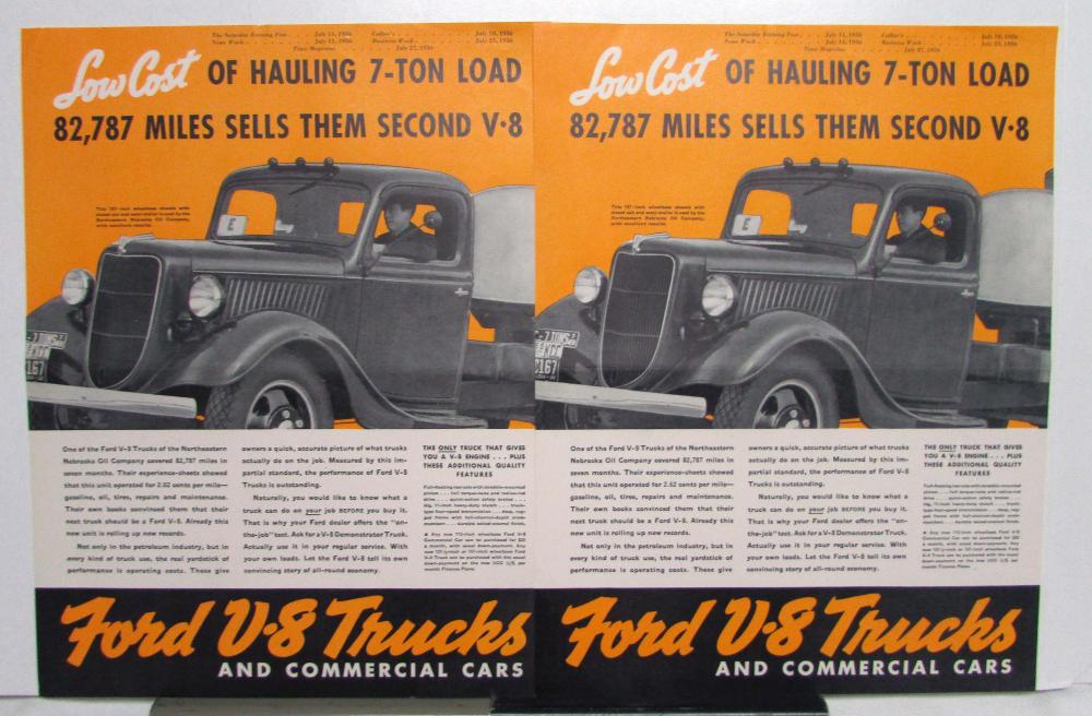1937 Ford Low Cost Of Hauling V8 Truck Ad Proof