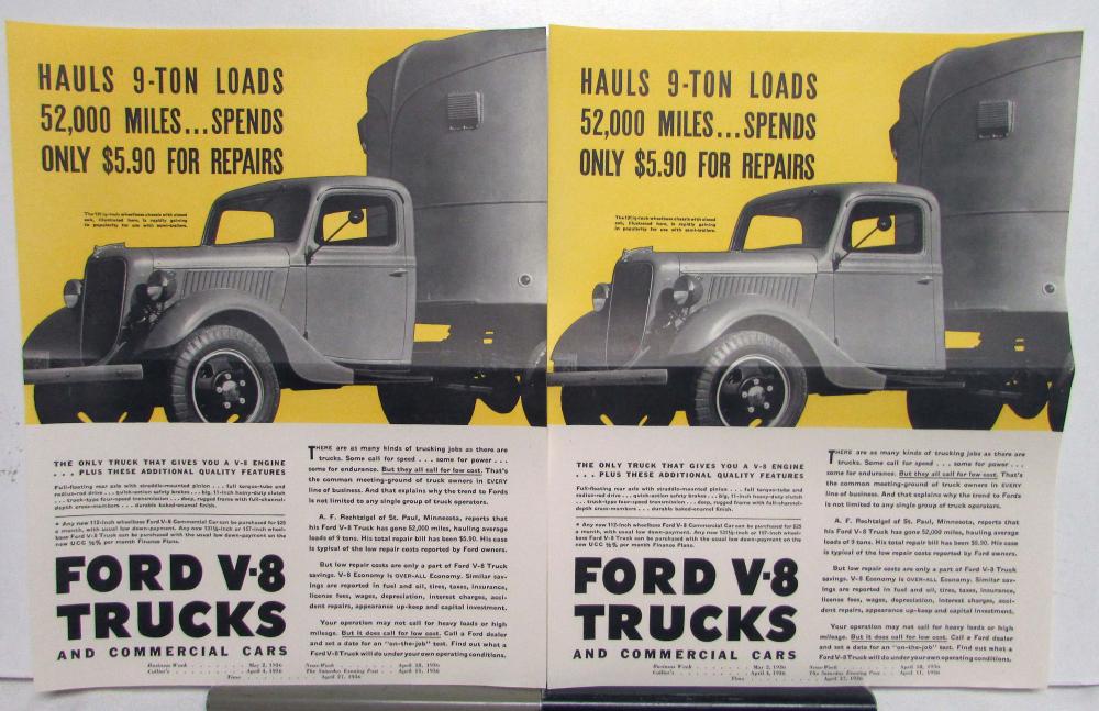 1936 Ford Semi V8 Commercial Car Truck Ad Proof