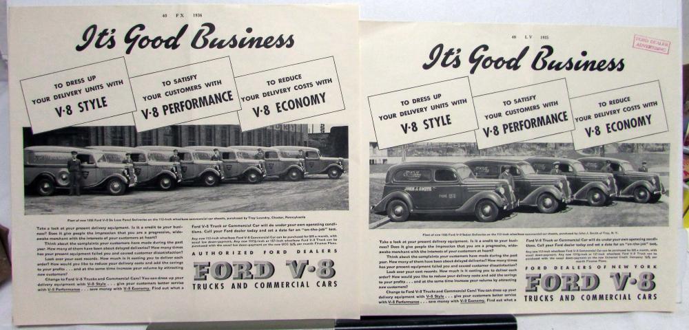 1936 Ford Its Good Business V8 De Luxe Panel Delivery Ad Proof