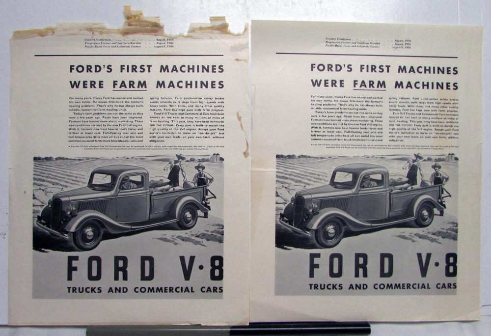 1937 Fords First Machines Were Farm Machine V8 Trucks & Commercial Cars Ad Proof