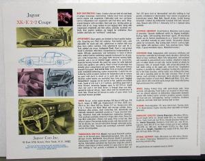 1966 Jaguar Dealer Sales Spec Sheet Data Card XKE 2+2 Family Coupe Orig