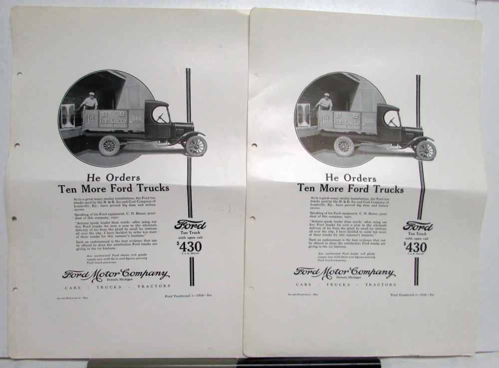 1926 Ford Model T Open Cab Truck Orders Ten More Ad Proof