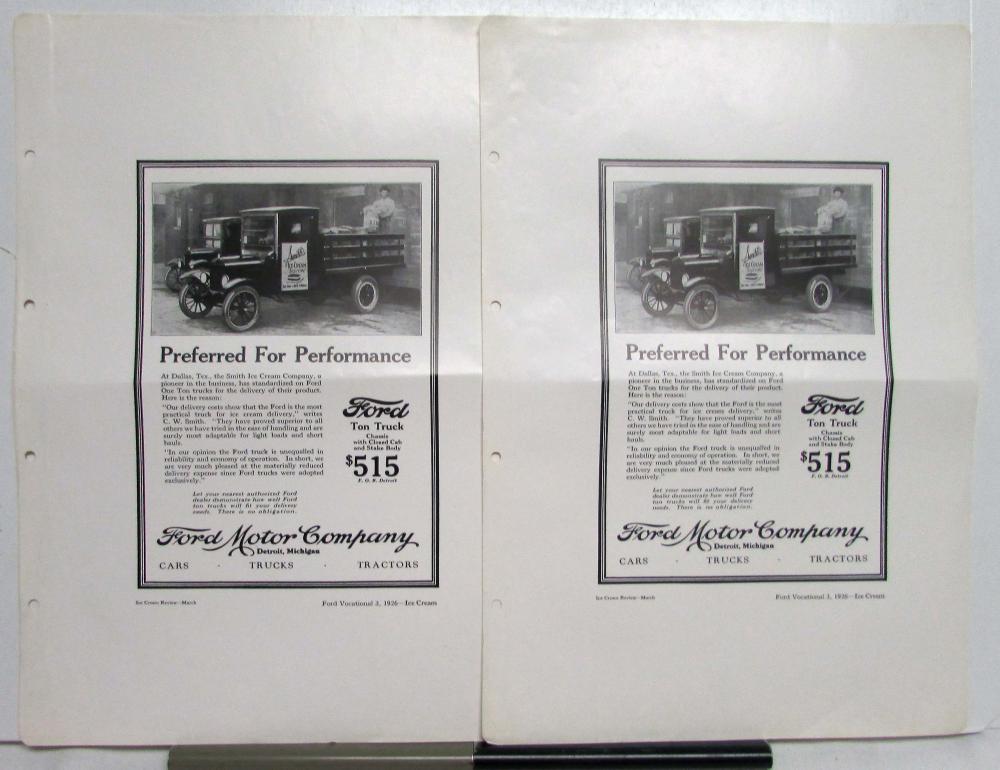 1926 Ford Model T 1 Ton Delivery Closed Cab Stake Ad Proof