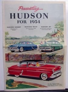 1954 Hudson Hornet Super Wasp Jet Color Sales Brochure Newspaper Insert XL