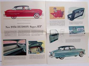 1954 Hudson Hornet Super Wasp Jet Color Sales Brochure Newspaper Insert XL