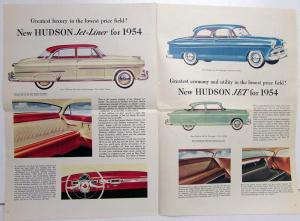 1954 Hudson Hornet Super Wasp Jet Color Sales Brochure Newspaper Insert XL