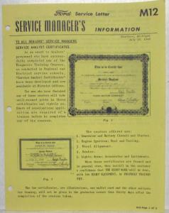 1948 Ford Service Managers Information Service Letters Lot