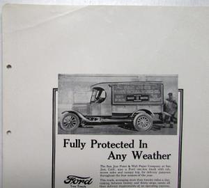 1926 Ford Model T 1 Ton Truck Open Cab Express Body & Canopy Ad Proof