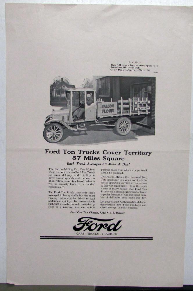 1925 Ford Model T 1 Ton Truck Ad Proof