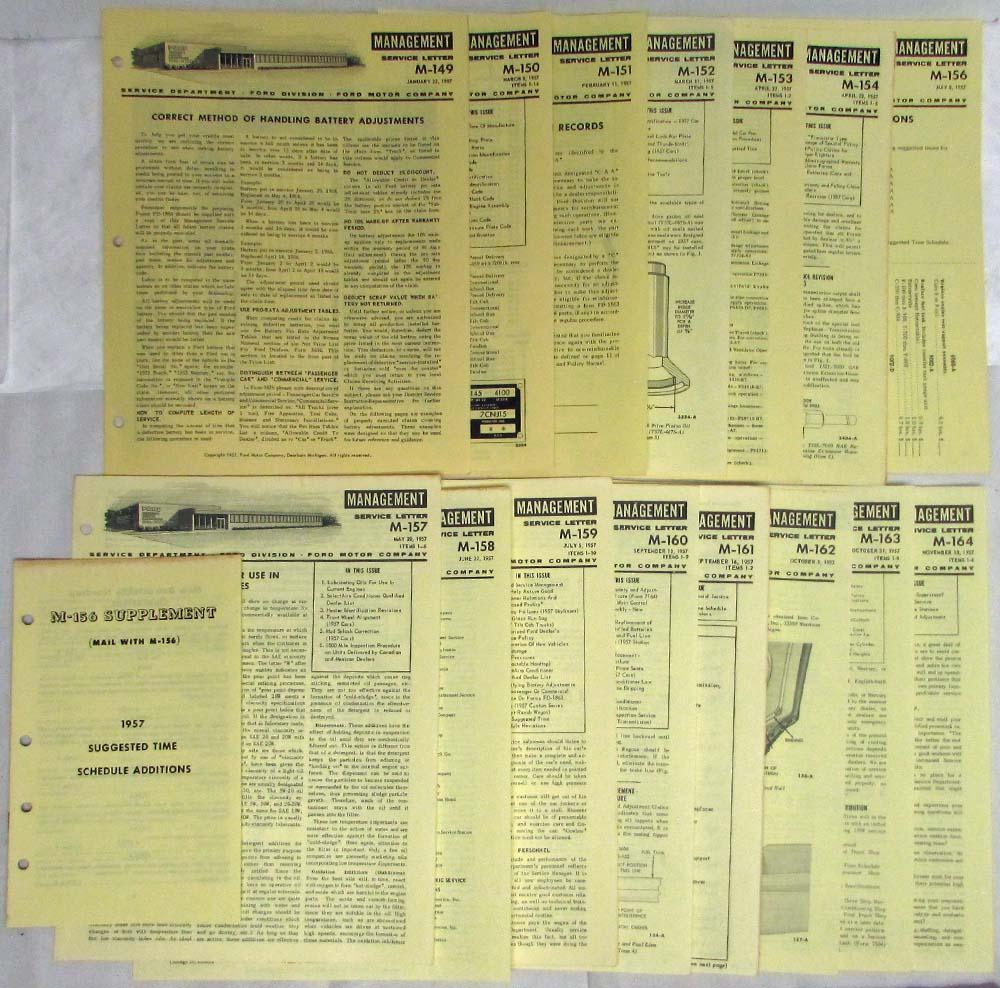 1957 Ford Service Department Management Service Letters Lot