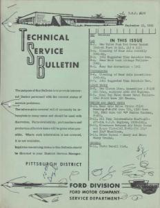1961 Ford Service Department Technical Service Bulletins Lot