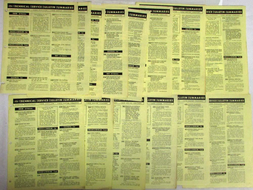 1965 Ford Service Department Technical Service Bulletin Summaries Lot