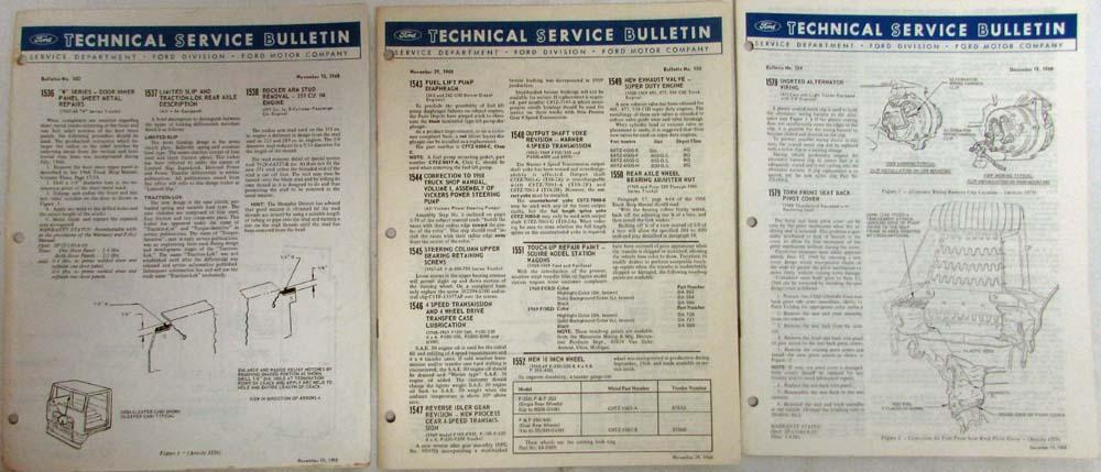 1968 Ford Service Department Technical Service Bulletins Lot