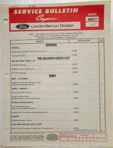 1970 Lincoln Mercury Division Service Bulletins Lot for Mercury Capri