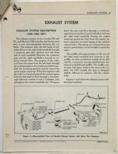 1949 1950 1951 Lincoln Mercury Overhaul Manual Exhaust Section Pages