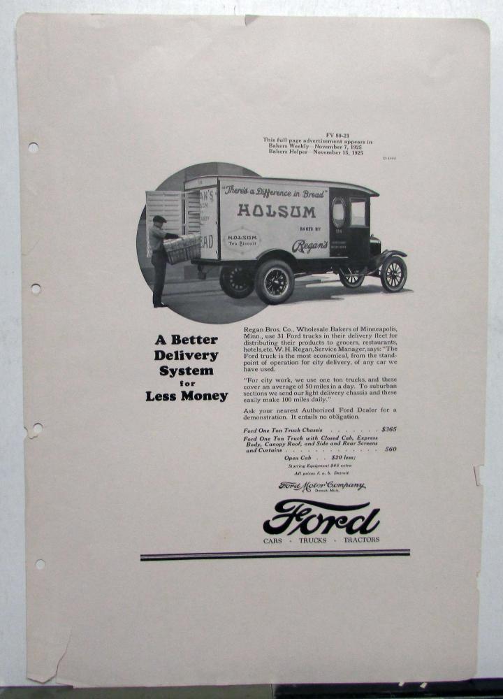 1926 Ford Model T One Ton Truck Closed Cab Express Open Cab Ad Proof