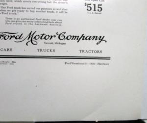 1926 Ford Model T Ton Truck Express Canopy Top Open Cab Ad Proof