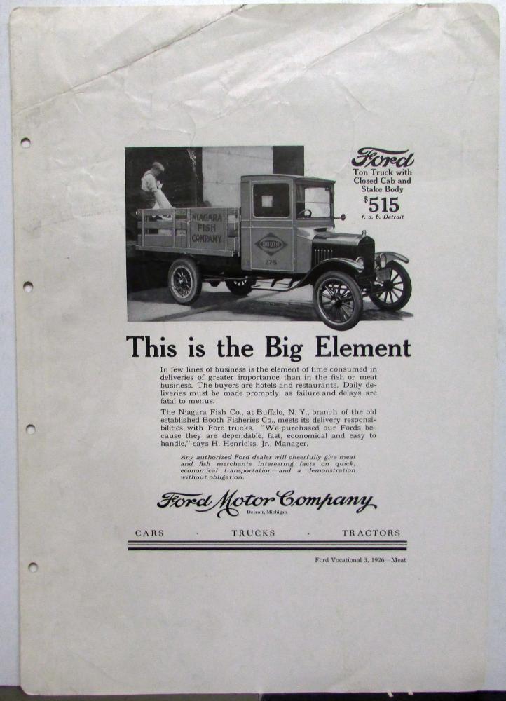 1926 Ford Model T Ton Truck Closed Cab Stake Ad Proof