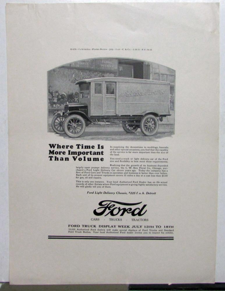 1925 Ford Model T Light Duty Truck Delivery Ad Proof