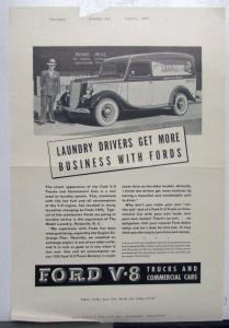 1937 Ford V8 Trucks & Commercial Cars Model Laundry Ad Proof