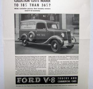 1936 Ford V8 Model Laundry Truck Car Ad Proof