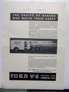 1936 Ford V8 Trucks & Commercial Cars Bread Truck Ad Proof