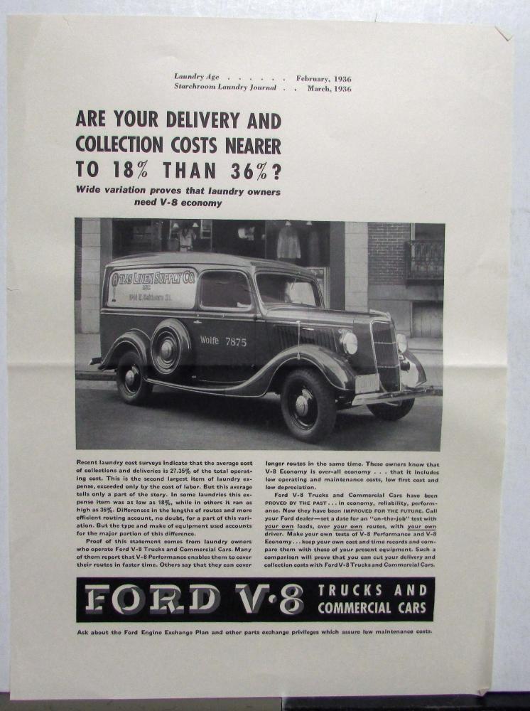 1936 Ford Panel Delivery V8 Trucks Commercial Ad Proof