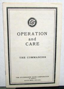 1934 Studebaker Commander Owners Manual Reproduction
