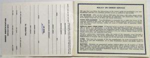 1965 Studebaker Owner Protector Service Book