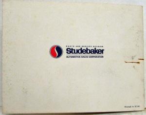 1965 Studebaker Owner Protector Service Book